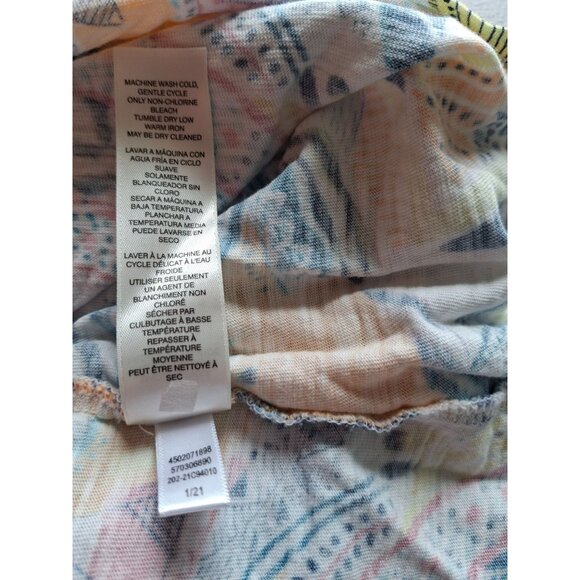 Chico's Short Sleeve V Neck Top Womens Medium Size 1 Abstract Print Orange White - Picture 5 of 7